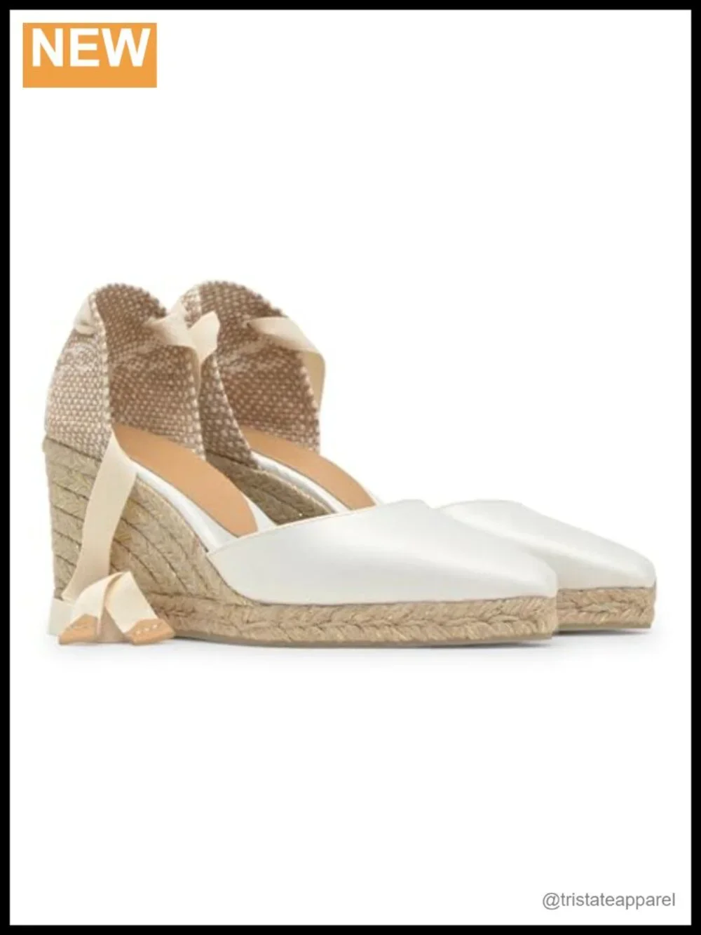 Castañer Joyce Satin Espadrilles Pointed Toe Lace-Up 90mm Wedge Heels